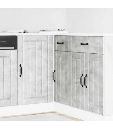 vidaXL Kitchen Base Cabinet Lucca Concrete Grey Engineered W — Size: 86 x 46 x 81.5 cm, Model: 1x corner bottom cabinet (1 door)