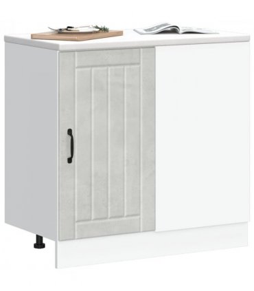 vidaXL Kitchen Base Cabinet Lucca Concrete Grey Engineered W — Size: 86 x 46 x 81.5 cm, Model: 1x corner bottom cabinet (1 door)