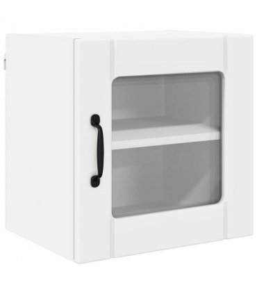 vidaXL Wall Glass Cabinet LUCCA White 40 x 31 x 40 cm Engineered Wood — Model: 1x wall glass cabinet (1 door)