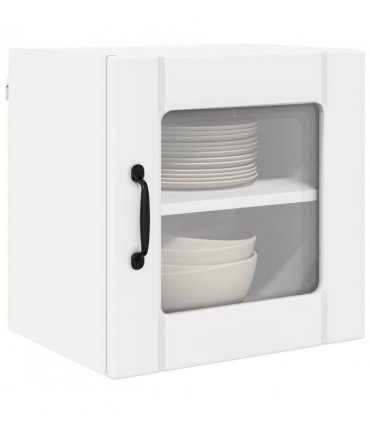 vidaXL Wall Glass Cabinet LUCCA White 40 x 31 x 40 cm Engineered Wood — Model: 1x wall glass cabinet (1 door)