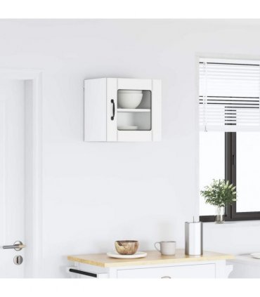 vidaXL Wall Glass Cabinet LUCCA White 40 x 31 x 40 cm Engineered Wood — Model: 1x wall glass cabinet (1 door)
