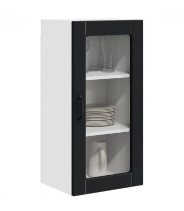 vidaXL Wall Glass Cabinet LUCCA 2 pcs Black 40 x 31 x 80 cm — Model: 2x wall glass cabinet (1 door)
