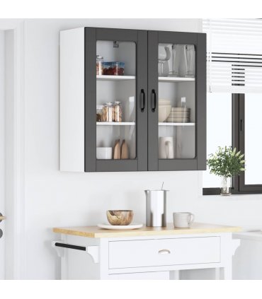vidaXL Wall Glass Cabinet LUCCA 2 pcs Black 40 x 31 x 80 cm — Model: 2x wall glass cabinet (1 door)