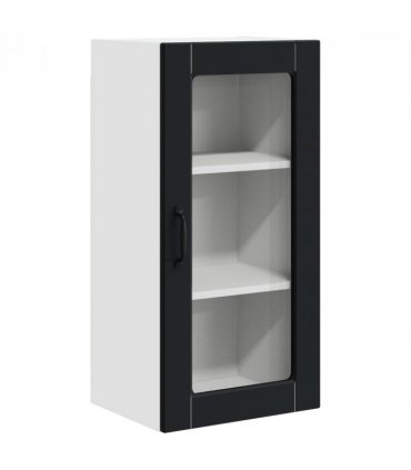 vidaXL Wall Glass Cabinet LUCCA 2 pcs Black 40 x 31 x 80 cm — Model: 2x wall glass cabinet (1 door)