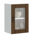 vidaXL Kitchen Wall Cabinet with Glass Door Lucca Brown Oak — Size: 40 x 31 x 60 cm, Model: 1x wall glass cabinet (1 door)