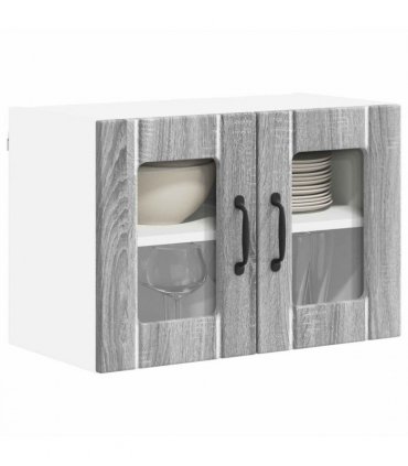 vidaXL Wall Glass Cabinet LUCCA 2 pcs Grey Sonoma 60 x 31 x 40 cm — Model: 2x wall glass cabinet (2 doors)