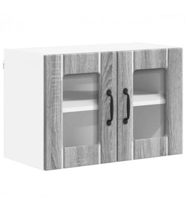 vidaXL Wall Glass Cabinet LUCCA 2 pcs Grey Sonoma 60 x 31 x 40 cm — Model: 2x wall glass cabinet (2 doors)