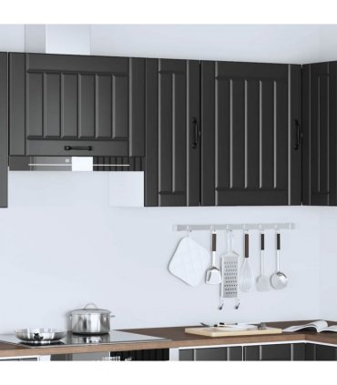 vidaXL Kitchen Wall Cabinet Lucca Black Engineered Wood — Size: 30 x 31 x 60 cm, Model: 1x wall cabinet (1 door)