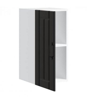 vidaXL Kitchen Wall Cabinet Lucca Black Engineered Wood — Size: 30 x 31 x 60 cm, Model: 1x wall cabinet (1 door)