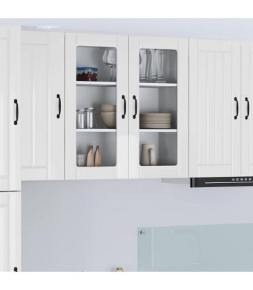 vidaXL Wall Glass Cabinet LUCCA High Gloss White 80 x 31 x 80 cm — Model: 1x wall glass cabinet (2 doors)