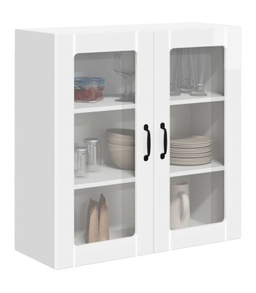 vidaXL Wall Glass Cabinet LUCCA High Gloss White 80 x 31 x 80 cm — Model: 1x wall glass cabinet (2 doors)