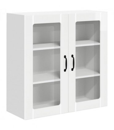 vidaXL Wall Glass Cabinet LUCCA High Gloss White 80 x 31 x 80 cm — Model: 1x wall glass cabinet (2 doors)