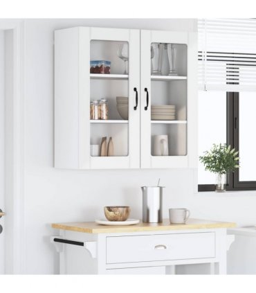 vidaXL Wall Glass Cabinet LUCCA High Gloss White 80 x 31 x 80 cm — Model: 1x wall glass cabinet (2 doors)