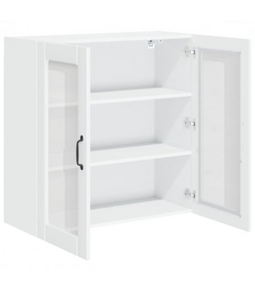 vidaXL Wall Glass Cabinet LUCCA High Gloss White 80 x 31 x 80 cm — Model: 1x wall glass cabinet (2 doors)