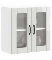 vidaXL Kitchen Wall Cabinet with Glass Door Lucca High Gloss Whi — Size: 60 x 31 x 60 cm, Model: 1x wall glass cabinet (2 doors)