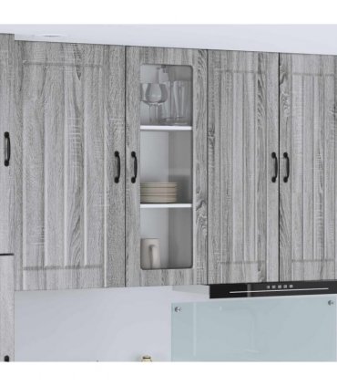 vidaXL Wall Glass Cabinet LUCCA Grey Sonoma 40 x 31 x 100 cm — Model: 1x wall glass cabinet (1 door)