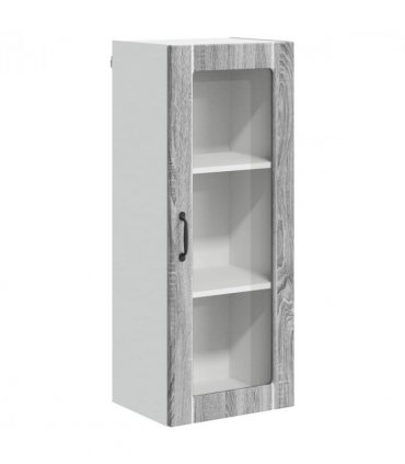 vidaXL Wall Glass Cabinet LUCCA Grey Sonoma 40 x 31 x 100 cm — Model: 1x wall glass cabinet (1 door)