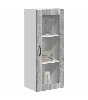 vidaXL Wall Glass Cabinet LUCCA Grey Sonoma 40 x 31 x 100 cm — Model: 1x wall glass cabinet (1 door)