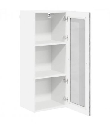 vidaXL Wall Glass Cabinet LUCCA Grey Sonoma 40 x 31 x 100 cm — Model: 1x wall glass cabinet (1 door)