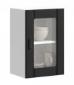 vidaXL Kitchen Wall Cabinet with Glass Door Lucca Black — Size: 40 x 31 x 60 cm, Model: 1x wall glass cabinet (1 door)