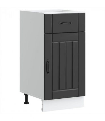 vidaXL Kitchen Base Cabinet Lucca Black Engineered Wood — Size: 40 x 46 x 81.5 cm, Model: 1x bottom cabinet (1 door 1 drawer)