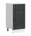 vidaXL Kitchen Base Cabinet Lucca Black Engineered Wood — Size: 40 x 46 x 81.5 cm, Model: 1x bottom cabinet (1 door 1 drawer)