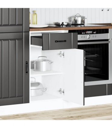 vidaXL Kitchen Base Cabinet Lucca Black Engineered Wood — Size: 40 x 46 x 81.5 cm, Model: 1x bottom cabinet (1 door 1 drawer)