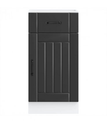 vidaXL Kitchen Base Cabinet Lucca Black Engineered Wood — Size: 40 x 46 x 81.5 cm, Model: 1x bottom cabinet (1 door 1 drawer)
