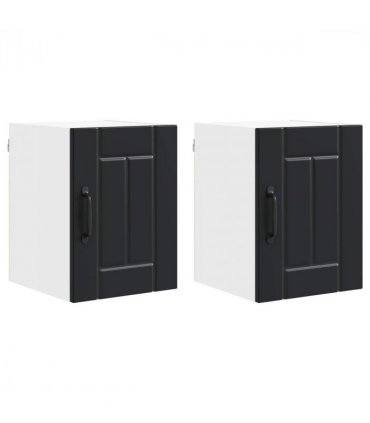 vidaXL Wall Cabinet LUCCA 2 pcs Black 30 x 31 x 40 cm Engineered Wood — Model: 2x wall cabinet (1 door)