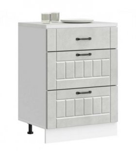 vidaXL Kitchen Base Cabinet Lucca Concrete Grey Engineered Wood — Size: 60 x 46 x 81.5 cm, Model: 1x bottom cabinet (3 drawers)