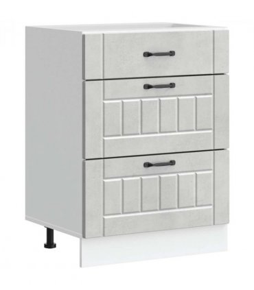 vidaXL Kitchen Base Cabinet Lucca Concrete Grey Engineered Wood — Size: 60 x 46 x 81.5 cm, Model: 1x bottom cabinet (3 drawers)