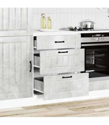vidaXL Kitchen Base Cabinet Lucca Concrete Grey Engineered Wood — Size: 60 x 46 x 81.5 cm, Model: 1x bottom cabinet (3 drawers)