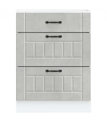 vidaXL Kitchen Base Cabinet Lucca Concrete Grey Engineered Wood — Size: 60 x 46 x 81.5 cm, Model: 1x bottom cabinet (3 drawers)