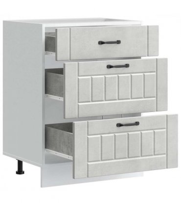 vidaXL Kitchen Base Cabinet Lucca Concrete Grey Engineered Wood — Size: 60 x 46 x 81.5 cm, Model: 1x bottom cabinet (3 drawers)