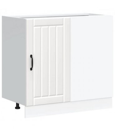 vidaXL Kitchen Base Cabinet Lucca White Engineered Wood — Size: 86 x 46 x 81.5 cm, Model: 1x corner bottom cabinet (1 door)