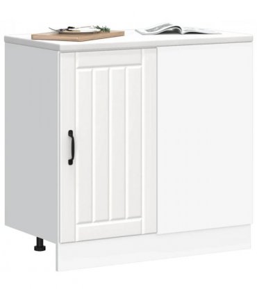 vidaXL Kitchen Base Cabinet Lucca White Engineered Wood — Size: 86 x 46 x 81.5 cm, Model: 1x corner bottom cabinet (1 door)
