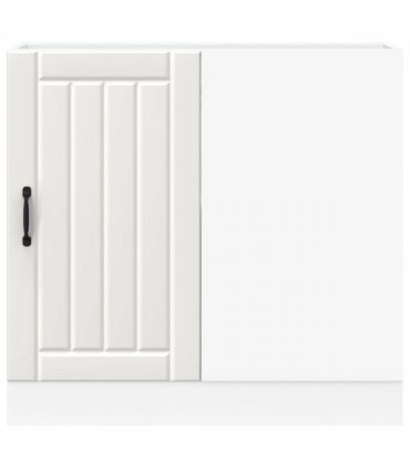 vidaXL Kitchen Base Cabinet Lucca White Engineered Wood — Size: 86 x 46 x 81.5 cm, Model: 1x corner bottom cabinet (1 door)