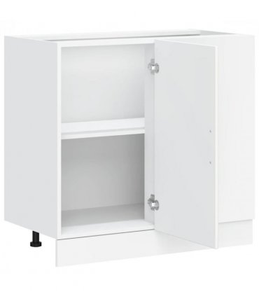 vidaXL Kitchen Base Cabinet Lucca White Engineered Wood — Size: 86 x 46 x 81.5 cm, Model: 1x corner bottom cabinet (1 door)