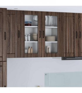 vidaXL Wall Glass Cabinet LUCCA Brown Oak 80 x 31 x 80 cm — Model: 1x wall glass cabinet (2 doors)