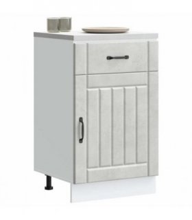 vidaXL Kitchen Base Cabinet Lucca Concrete Grey Engineered — Size: 50 x 46 x 81.5 cm, Model: 1x bottom cabinet (1 door 1 drawer)