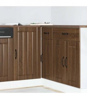 vidaXL Kitchen Base Cabinet Lucca Brown Oak Engineered Wood — Size: 86 x 46 x 81.5 cm, Model: 1x corner bottom cabinet (1 door)