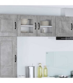 vidaXL Wall Glass Cabinet LUCCA 2 pcs Concrete Grey 40 x 31 x 40 cm — Model: 2x wall glass cabinet (1 door)