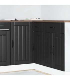 vidaXL Kitchen Base Cabinet "Lucca" Black Engineered Wood — Size: 86 x 46 x 81.5 cm, Model: 1x corner bottom cabinet (1 door)