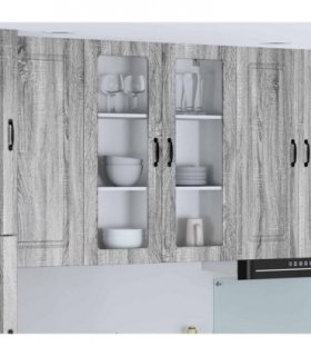 vidaXL Wall Glass Cabinet LUCCA Grey Sonoma 80 x 31 x 100 cm — Model: 1x wall glass cabinet (2 doors)