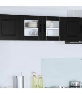 vidaXL Wall Glass Cabinet LUCCA Black 80 x 31 x 40 cm Engineered Wood — Model: 1x wall glass cabinet (2 doors)