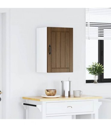 vidaXL Kitchen Wall Cabinet Lucca Brown Oak Engineered Wood — Size: 40 x 31 x 60 cm, Model: 1x wall cabinet (1 door)