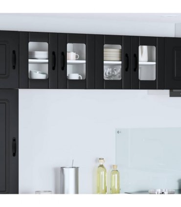 vidaXL Wall Glass Cabinet LUCCA 2 pcs Black 60 x 31 x 40 cm — Model: 2x wall glass cabinet (2 doors)