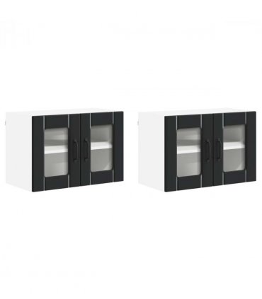 vidaXL Wall Glass Cabinet LUCCA 2 pcs Black 60 x 31 x 40 cm — Model: 2x wall glass cabinet (2 doors)