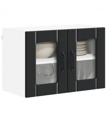 vidaXL Wall Glass Cabinet LUCCA 2 pcs Black 60 x 31 x 40 cm — Model: 2x wall glass cabinet (2 doors)