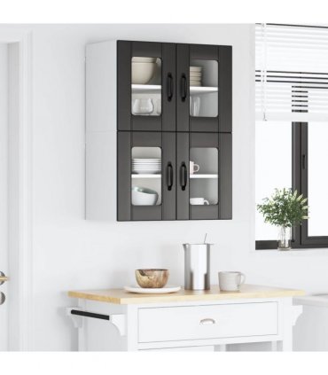 vidaXL Wall Glass Cabinet LUCCA 2 pcs Black 60 x 31 x 40 cm — Model: 2x wall glass cabinet (2 doors)
